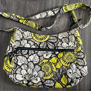 VERA BRADLEY women’s black/yellow zip purse with adjustable straps